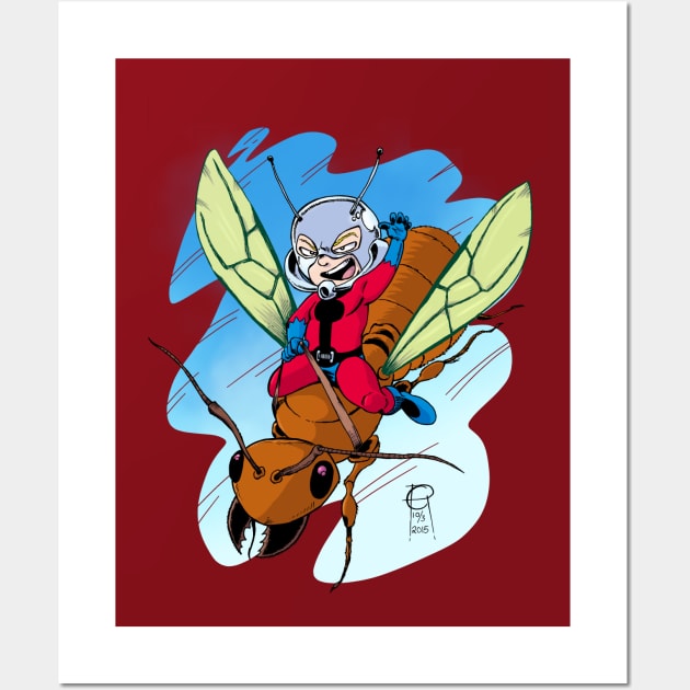 Chibi Ant-Man Riding a Flying Ant Wall Art by MentalPablum